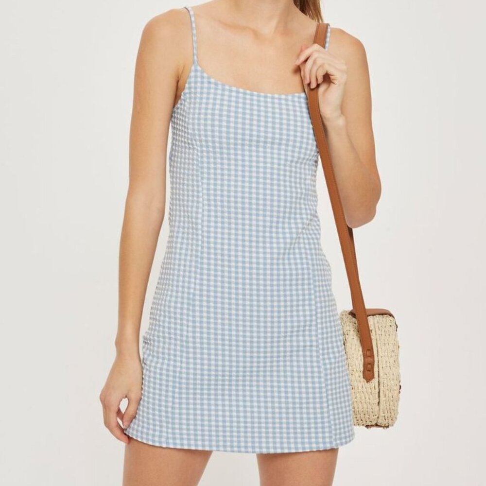 Like New Topshop Gingham Pinafore Mini Dress